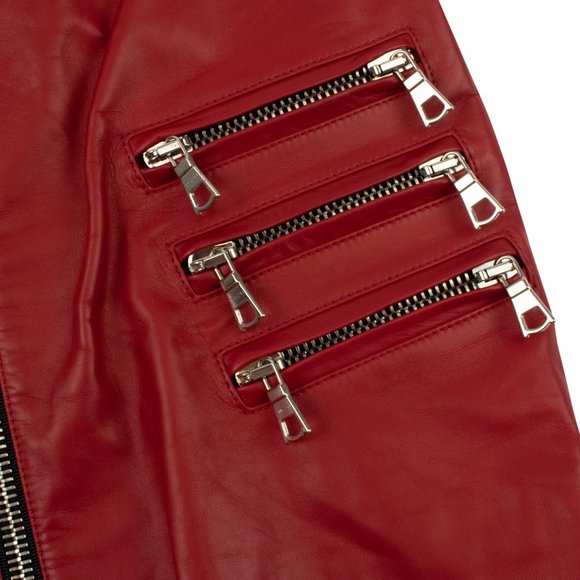 UNRAVEL PROJECT Red Leather Triple Zip Mini Skirt Size 4/40 $1680 - Picture 3 of 6